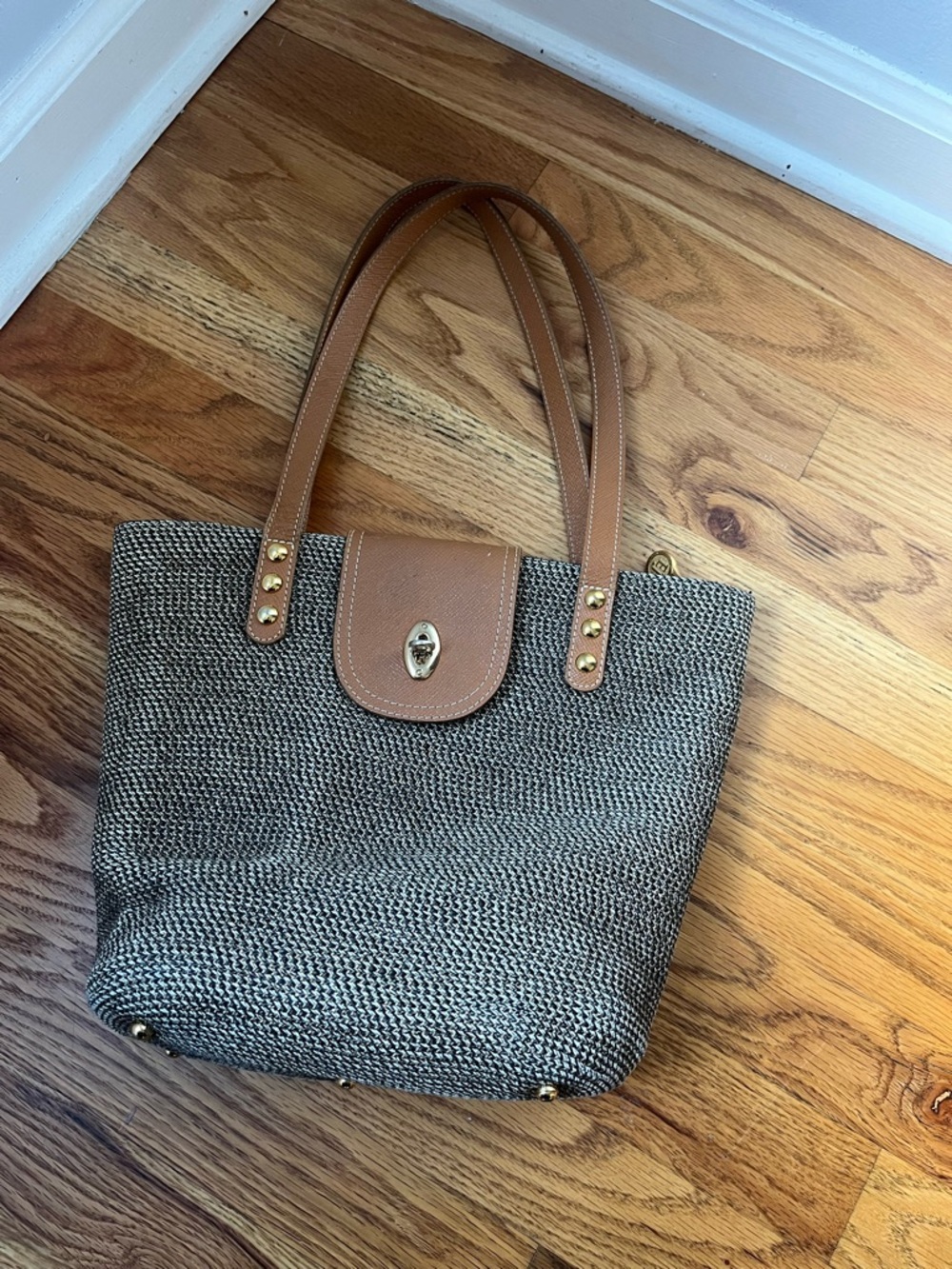 Eric Javits Straw shoulder Bag Brown & Black Woven Bag